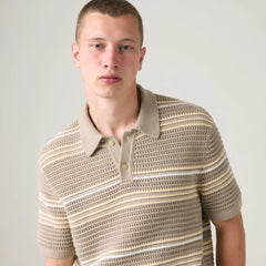 Laguna Sweater Polo - Terrace Stripe Vintage Khaki - Tan