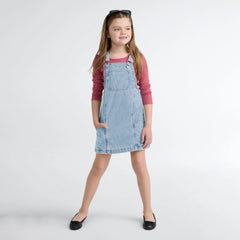 Denim Side Pocket Skirtall Little Girls 4-6 - Marin Babe - Light Wash