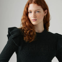 Shane Flutter Sleeve Sweater - Anthracite Night - Black