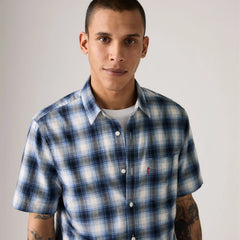 Short-Sleeve Classic One Pocket Standard Fit Shirt - Sydney Plaid Quiet Harbor - Blue