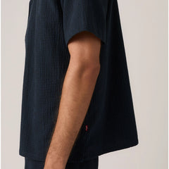 Sunset Camp Seersucker Shirt - Navy Plaid - Blue