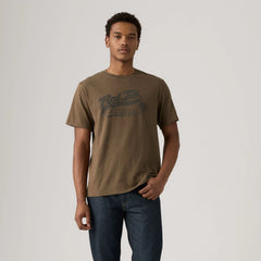 Relaxed Fit Short-Sleeve Graphic T-Shirt - Red Tab Alumni Rain Drum - Brown