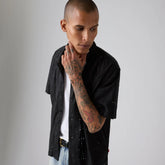 Sunset Camp Eyelet Shirt - Jet Black - Black