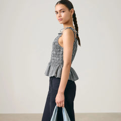 Monaco Blouse - Springtime Dobby Gin - Black