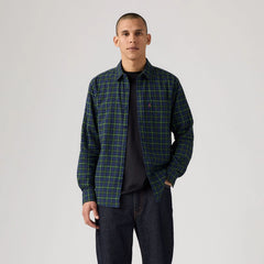 Classic One Pocket Standard Fit Flannel Shirt - Harlan Plaid Blue Deep Depths - Blue