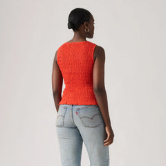 Bella Smocked Top - Signal Red - Red