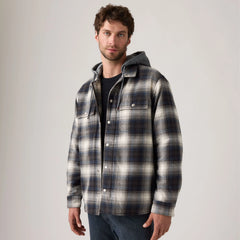 Francisco Sherpa Flannel Jacket - Warwick Plaid Dark Phantom - Grey