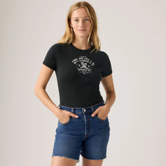 Graphic Logo Ringer Rickie T-Shirt - Metallic Boot Poster - Black