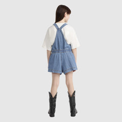 Waist Tie Shortalls Big Girls 7-16 - Drew Me In - Medium Wash