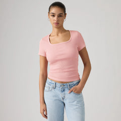 Garment Dye Essential Square Neck T-Shirt - Garment Dye - Red