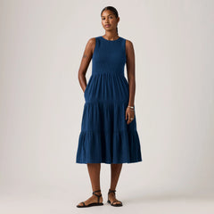 Cely Smocked Midi Dress - Chill Lagoon - Dark Wash