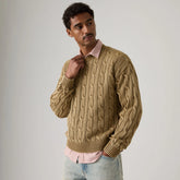 Carmel Cable Crew Sweater - Pine Bark - Brown