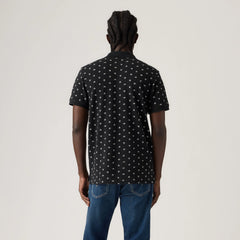 Housemark Polo Shirt - Maron Ditsy Jet Black - Black