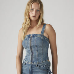 Sculpted Bustier Top - Verified Vintage Bus - Medium Wash