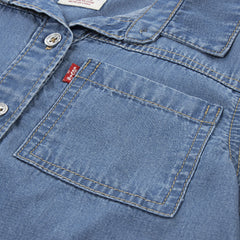 Short Sleeve Denim Top Toddler 2T-4T - Blue Wave Light - Blue