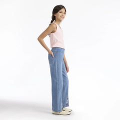 Dobby Pull On Wide Leg Jeans Big Girls 7-16 - Drew Me In - Medium Wash