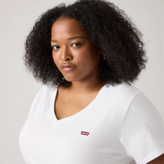 V-Neck T-Shirt (Plus Size) - Bright White - White