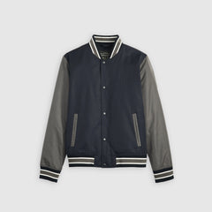 Lightweight Colorblock Varsity Jacket - Navy and Forged Iron - Blue