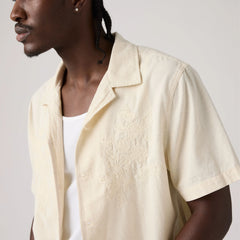 Sunset Camp Cotton Linen Shirt - Oatmeal Cotton Linen - White