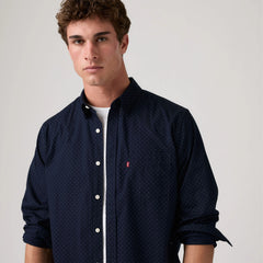 Classic One Pocket Standard Fit Poplin Shirt - Ditzydot Nightwatch - Blue
