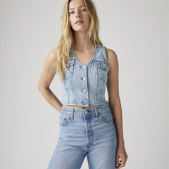Bella Denim Corset Top - I Will - Medium Wash
