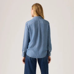 Elaine Utility Button Up Shirt - Chill Girl - Medium Wash