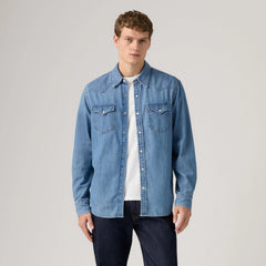 Classic Western Standard Fit Shirt - Medium Wash - Blue