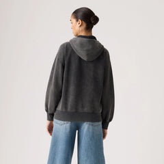 Women's Vintage Garment Dye Relaxed Hoodie - Garment Dye Grunge Wash - Black