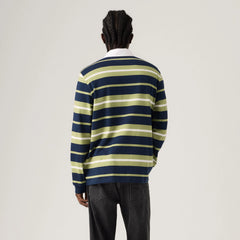 Classic Long-Sleeve Rugby Shirt - Fuse Stripe Navy Blazer - Green