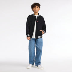 Mesh Lined Bomber Jacket Big Boys 8-20 - Black Stretch