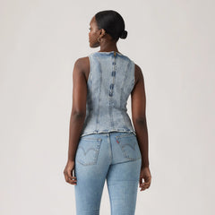 Leighton Peplum Top - In The Dust Stone - Medium Wash