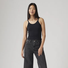 Plush Stretch Tank Top - Anthracite Night - Black