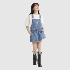 Waist Tie Shortalls Big Girls 7-16 - Drew Me In - Medium Wash