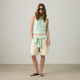 Baggy Dad Utility Women's Shorts - Yeah No Yeah Utility - White