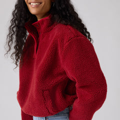 Kasey Sherpa Pullover - Rhythmic Red - Red