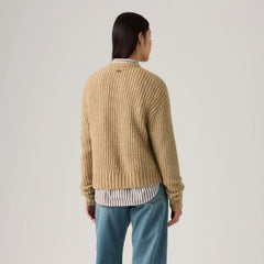 Luna Shell Button Cardigan - Heather Caramel - Brown