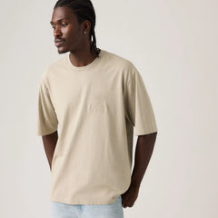Loose Fit Half-Sleeve Embroidered Graphic T-Shirt - Tonal Vintage Khaki - Tan