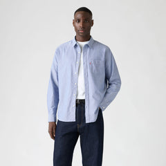 Classic One Pocket Standard Fit Oxford Shirt - Navy Peony - Blue
