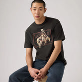 Relaxed Fit Vintage Graphic T-Shirt - Americas Finest Overalls Jet Black - Black