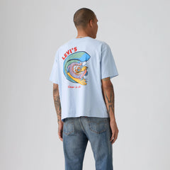 Relaxed Fit Graphic Boxy T-Shirt - Dragon Surfer Niagara Mist - Blue