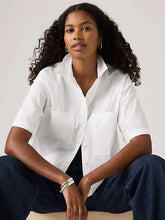 Harlie Short-Sleeve Cropped Button Down Shirt - Bright White - White