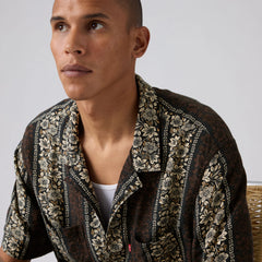 Classic Camp Shirt - Milas Floral Stripe - Black