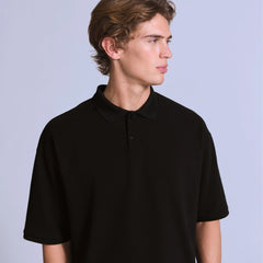 Cropped Polo Shirt - Jet Black - Black