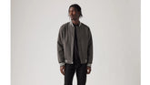 Faux Suede Varsity Jacket - Ash - Grey