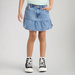 Denim Flounce Skort Little Girls 4-6 - Reach For The Stars - Medium Wash
