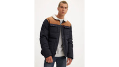 Quilted Woodsman Puffer Jacket - Navy Brown - Multi-Color