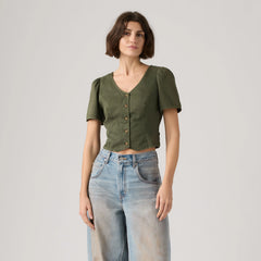 Moxie Slim Blouse - Deep Depths Gd 2 - Green
