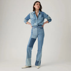 Wedgie Bootcut Patchwork Women's Jeans - Denim On Denim - Multi-Color