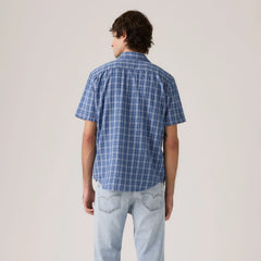 Short-Sleeve Classic One Pocket Standard Fit Shirt - Hakan Plaid Sunshine - Blue