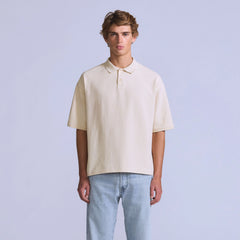 Cropped Polo Shirt - Ecru Fog - White